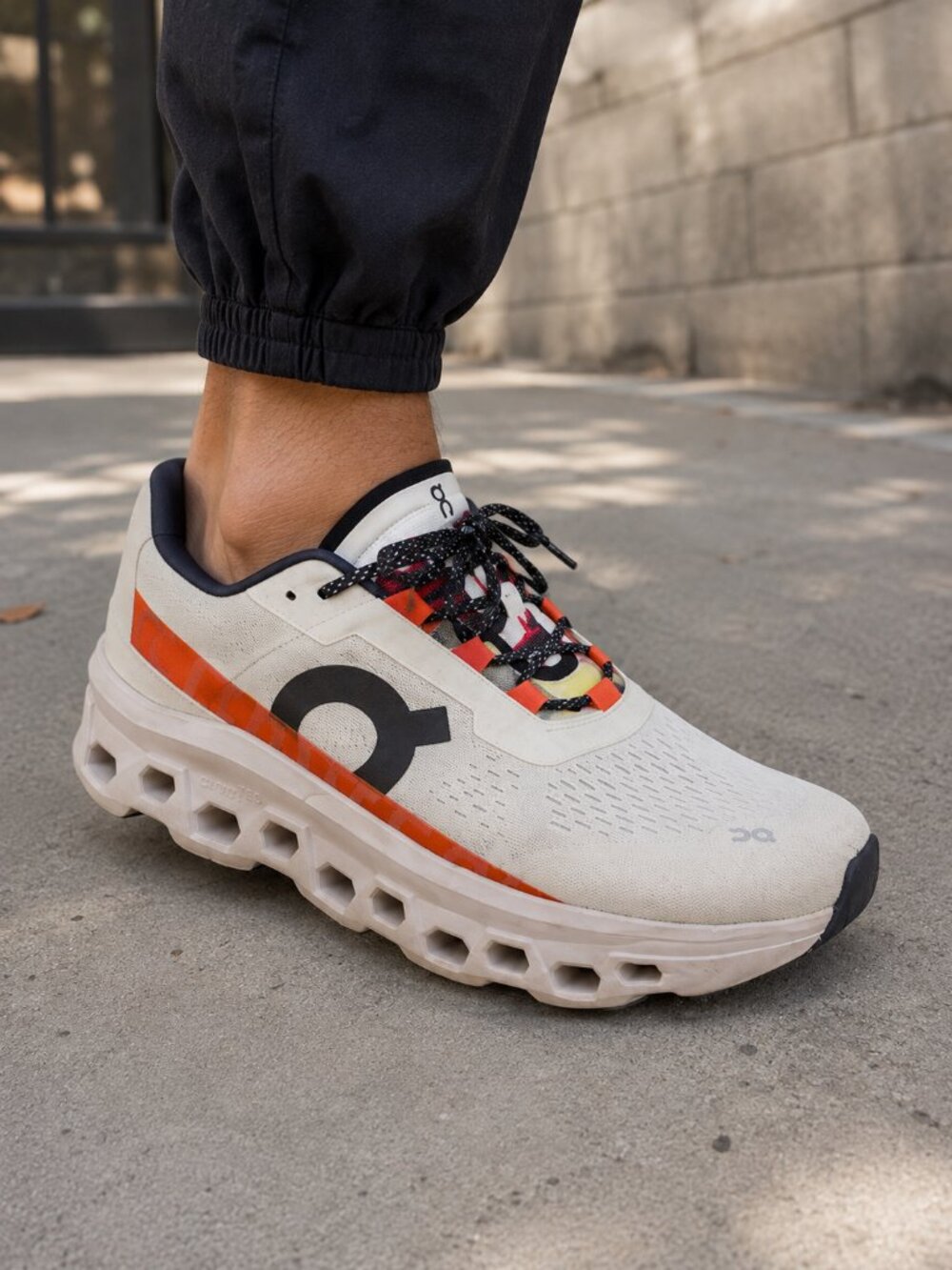 On Cloudmonster Men’s Running Shoes White Orange Size 10.5 EU 44.5